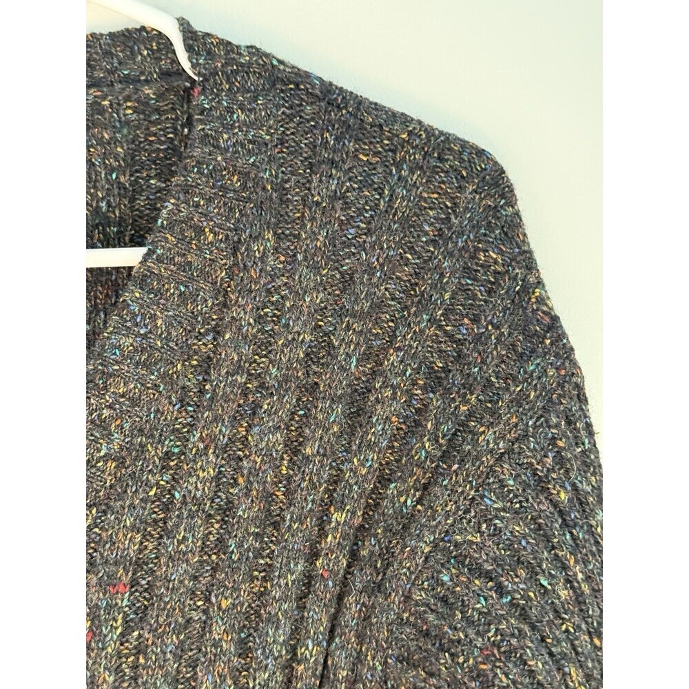 111 State Women’s V-neck Cardigan Lambswool Blend Sweater Black Size M boho gorp - Picture 2 of 6